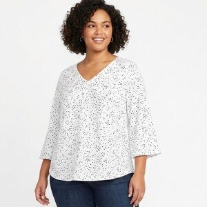 MELLODAY White and Black Speckled Blouse
